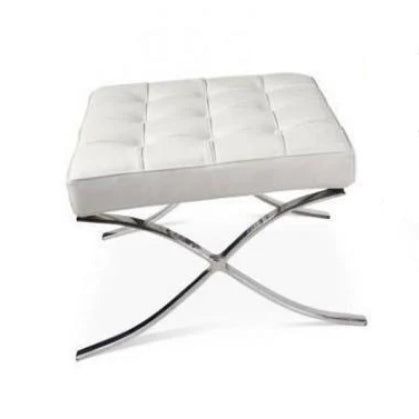Barcelona Ottoman, Real Leather, White