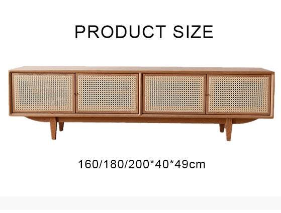 Pavia TV Stand, Rattan & Oak