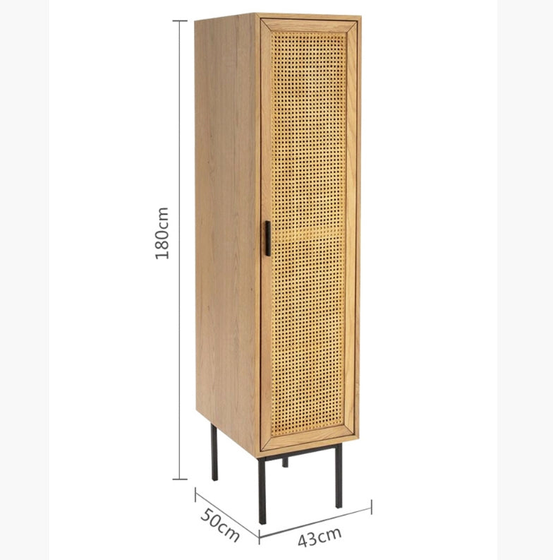 Uno G4 Single Rattan Wardrobe, Oak
