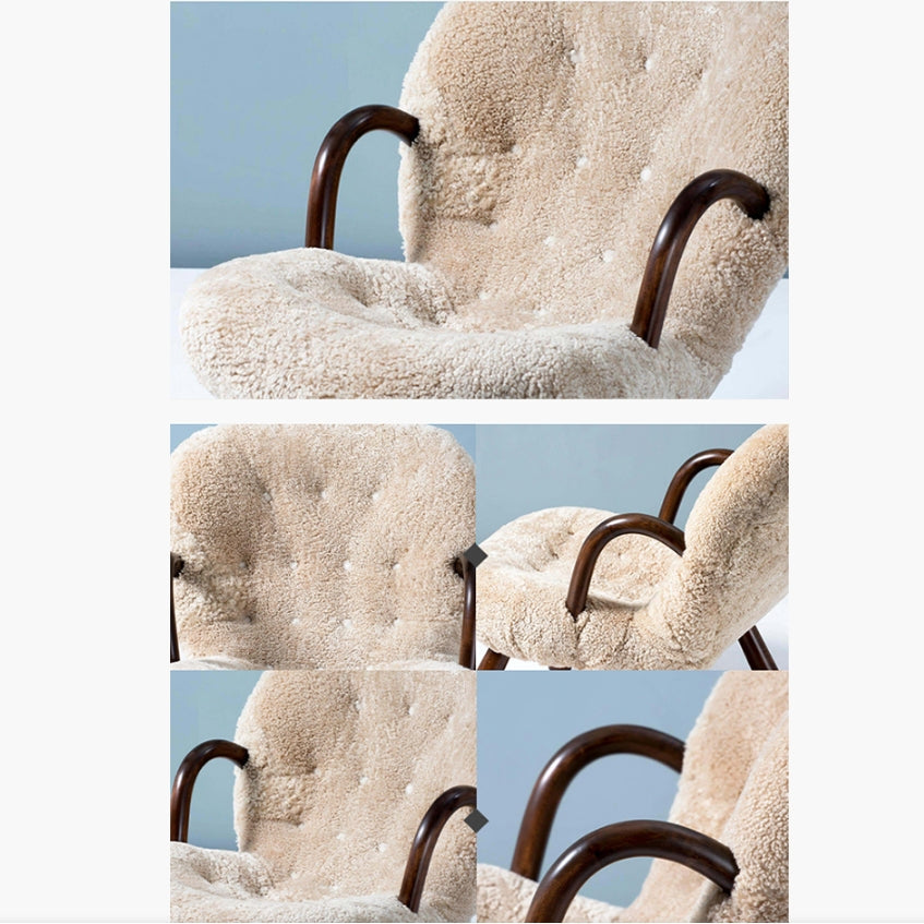 Classic Clam Armchair & Footstool, Boucle