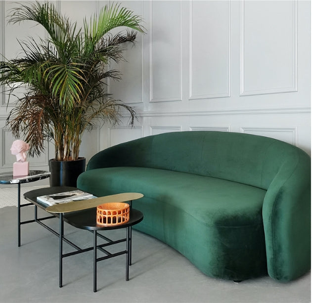 Julep Modern Curved Three Seater, Four Seater Sofa, Velvet