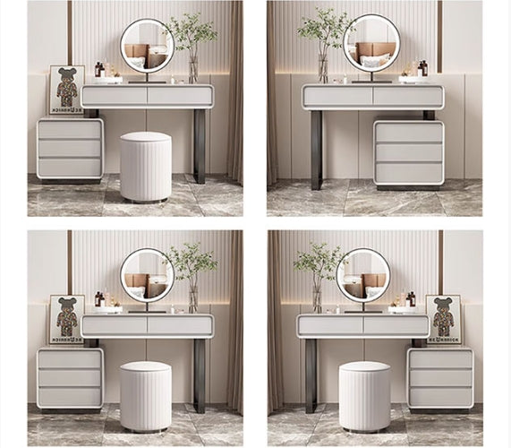 Dobson Dressing Table With LED Mirror,  Light Grey