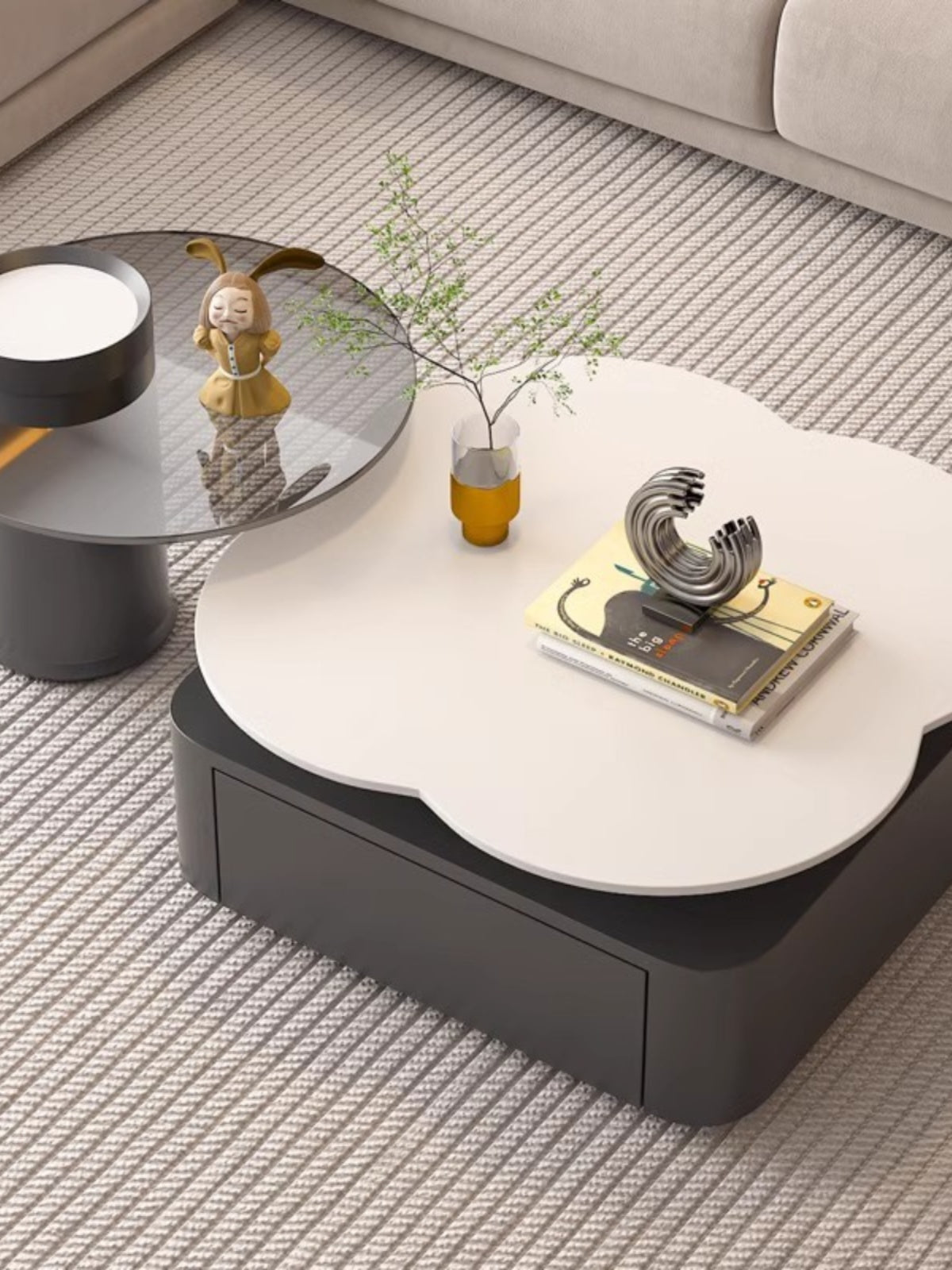 Aroma Flower Nesting Coffee Table, White Top