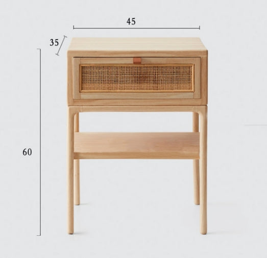 Cement Bedside Table, Light Oak