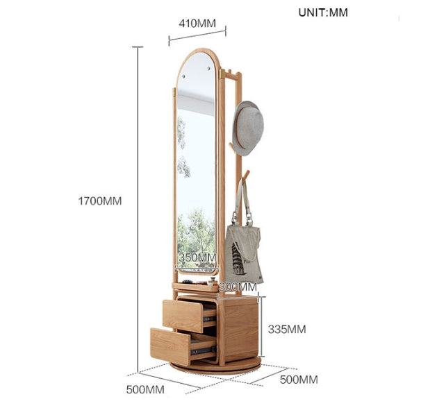 Rotatable Coat Rack, Wardrobe, Storage Rattan Oak