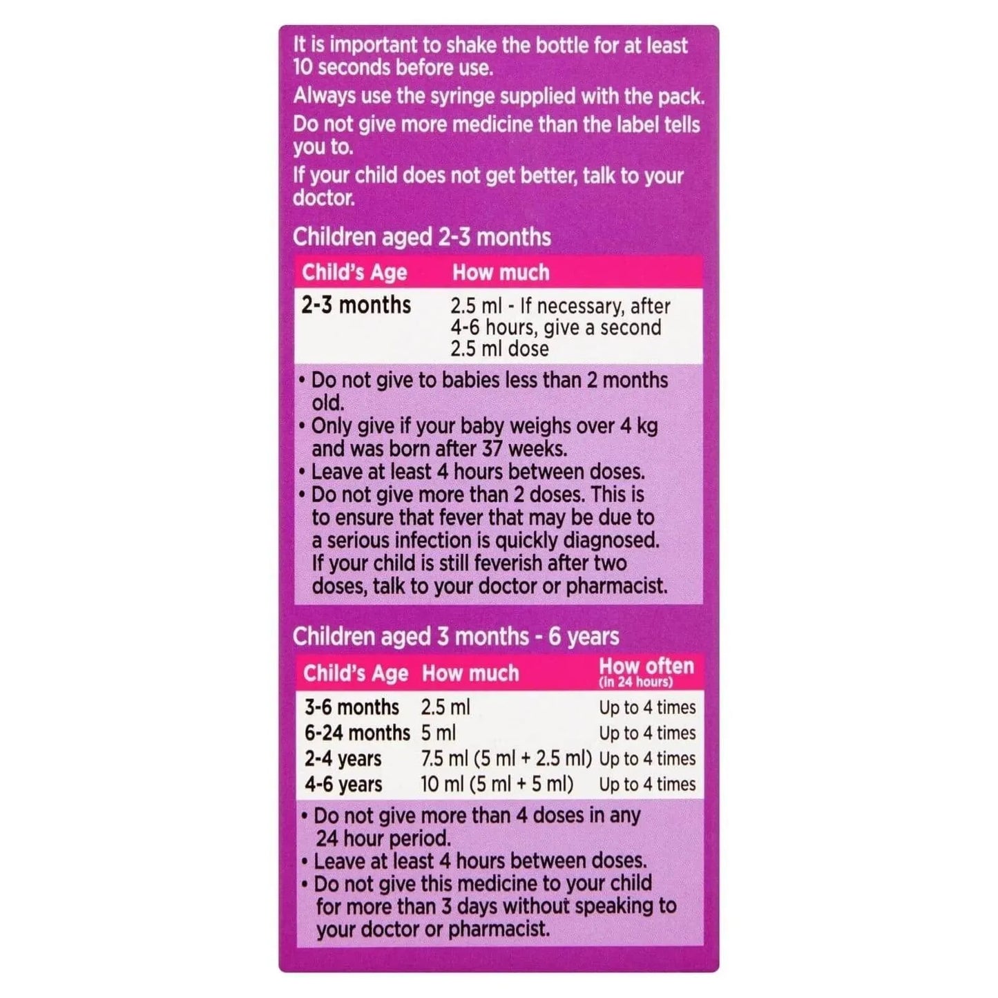 Calpol Sugar Free Infant Suspension Paracetamol Strawberry Flavour 100ml