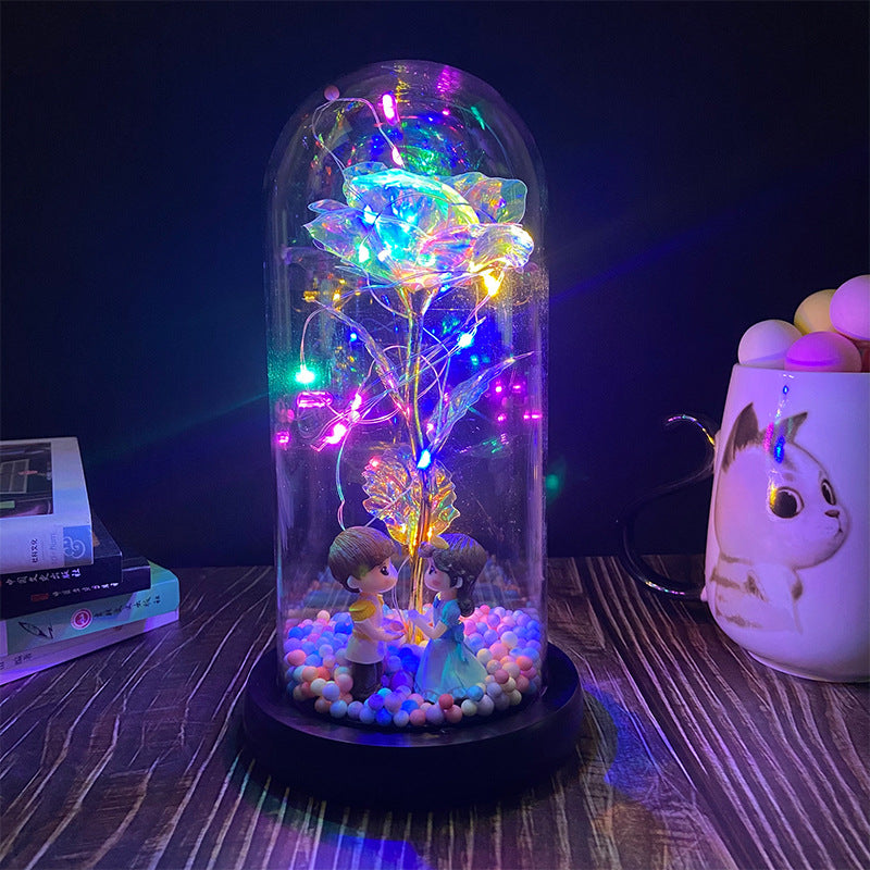 Gold-foil Roses Glass Cover Led Luminous