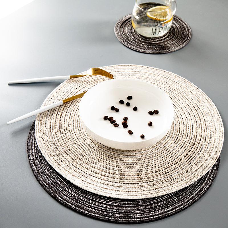 Round Braided Woven Placemats, Set of 4 Pieces