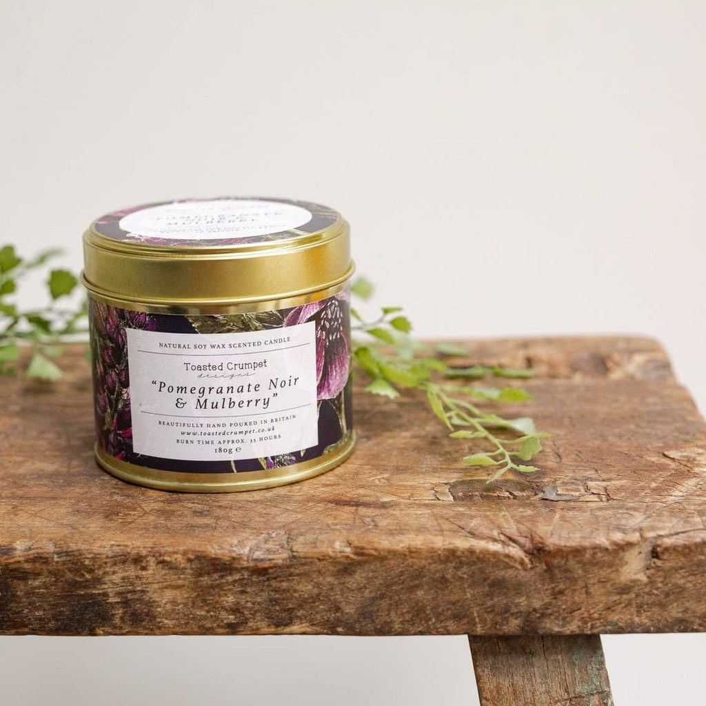 Pomegranate Noir & Mulberry Candle in Matt Gold Tin