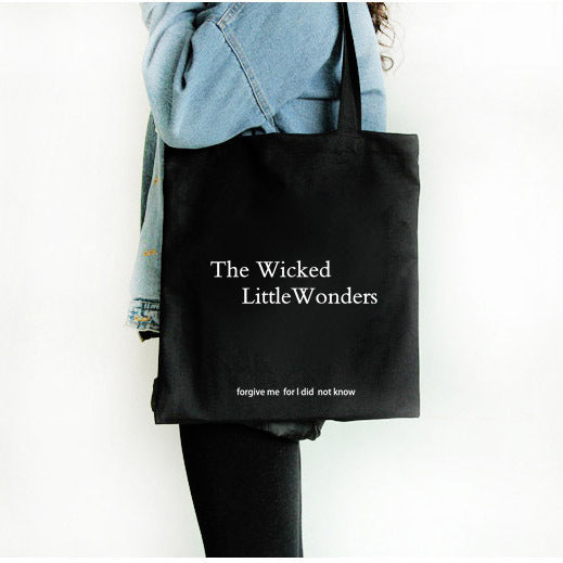 Canvas Bag Simple Japanese And Korean Letters Large Capacity Shoulder Bag