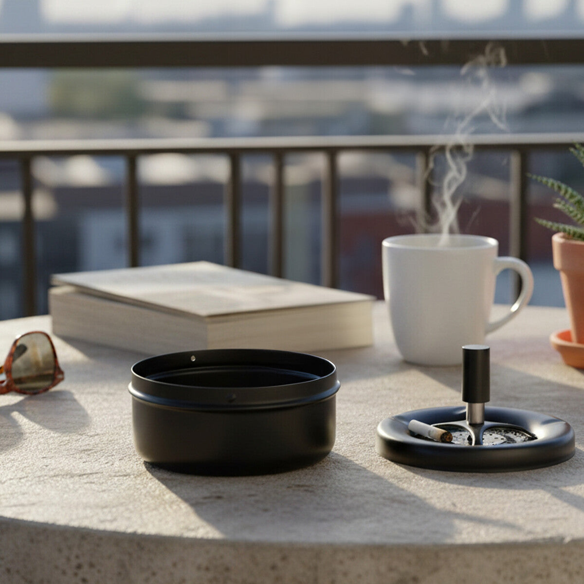 Medium Black Spinning Ashtray