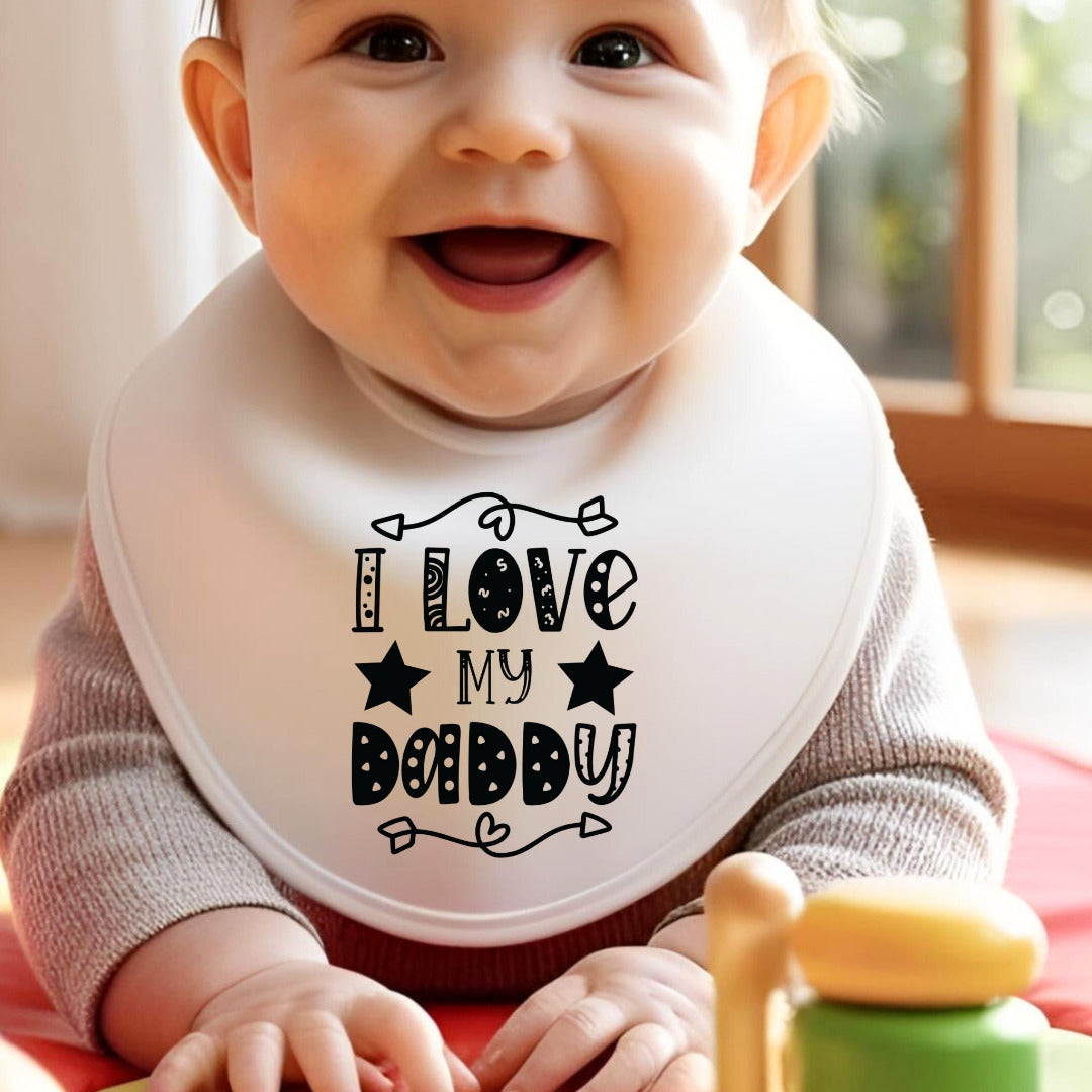 Personalised Black & White I Love My Daddy Baby Grow, Vest or Bib with Name
