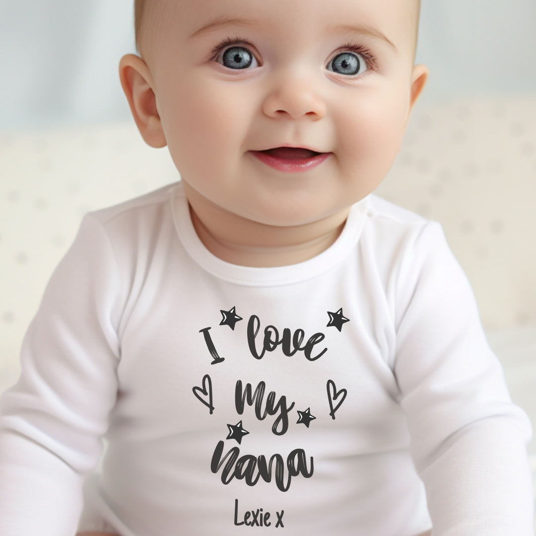 Personalised Black & White I Love My Mummy Baby Grow, Vest or Bib with Name