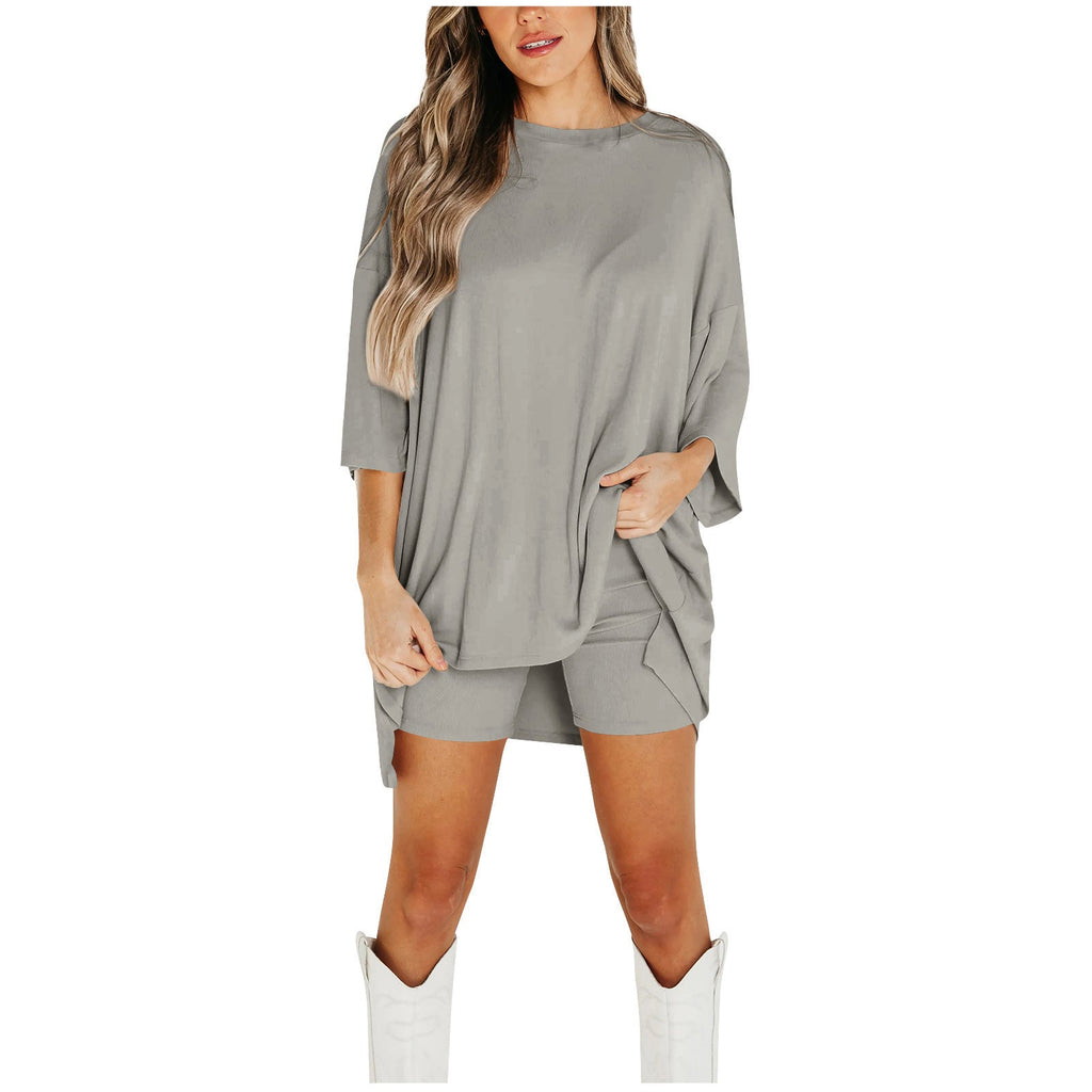 Summer Shorts Suit Fashion Loose Short-sleeved T-shirt And Slim Tight Pants Women's Clothing