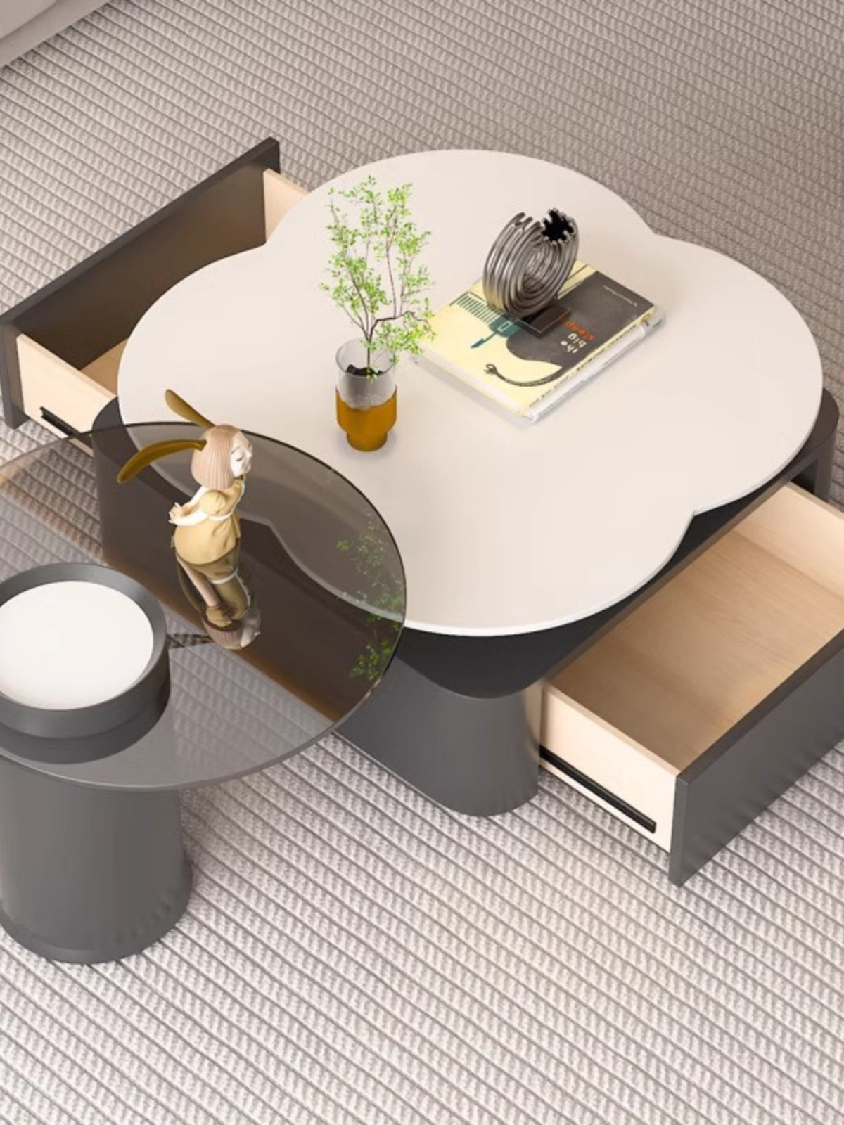 Aroma Flower Nesting Coffee Table, White Top