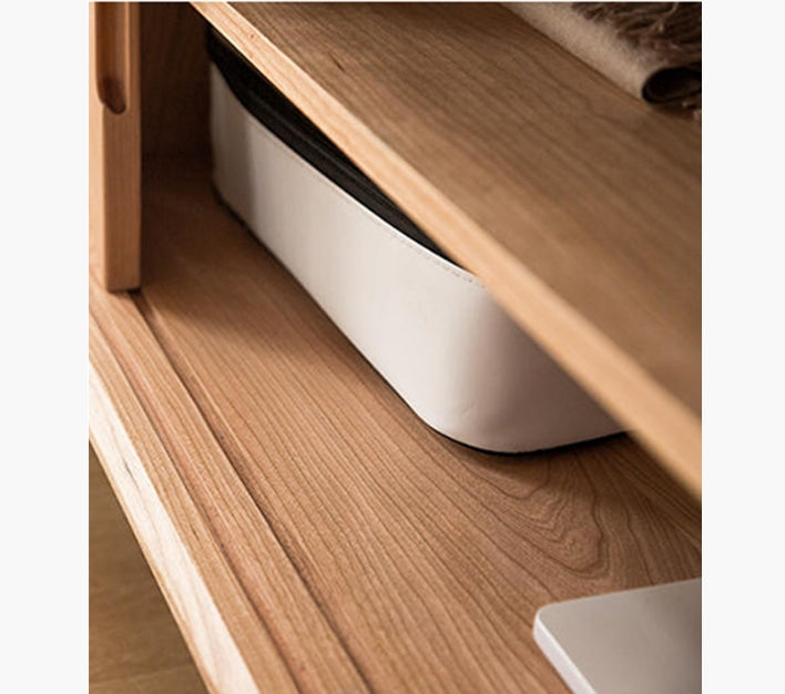 Randal Cane TV Stand, Natural Rattan & Wood