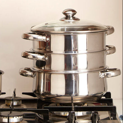 Crosse 3 Tier Stainless Steel Steamer with Glass Lid