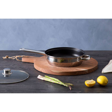 24cm Stainless Steel Non Stick Frypan With Glass Lid | Crosse