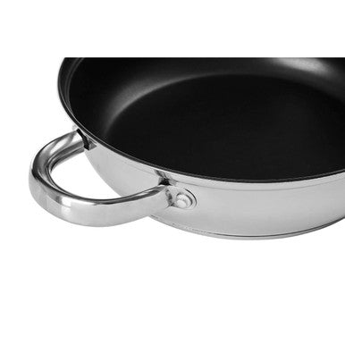24cm Stainless Steel Non Stick Frypan With Glass Lid | Crosse