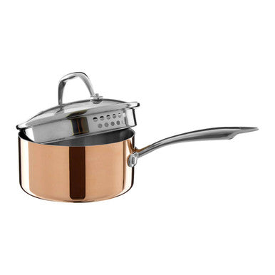 Copper Finish 16cm Saucepan with Lid | Minerva
