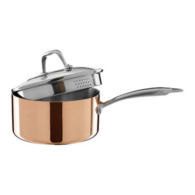 Copper Finish 18cm Saucepan with Lid | Minerva