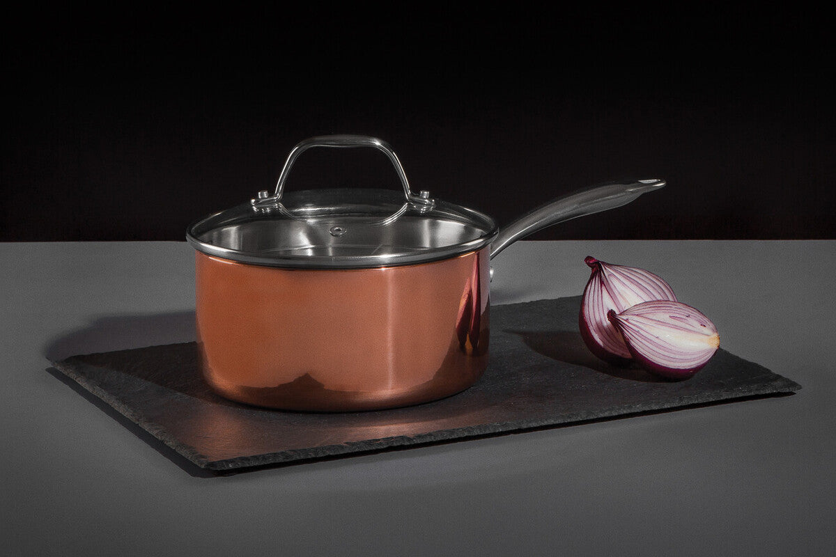 Copper Finish 18cm Saucepan with Lid | Minerva