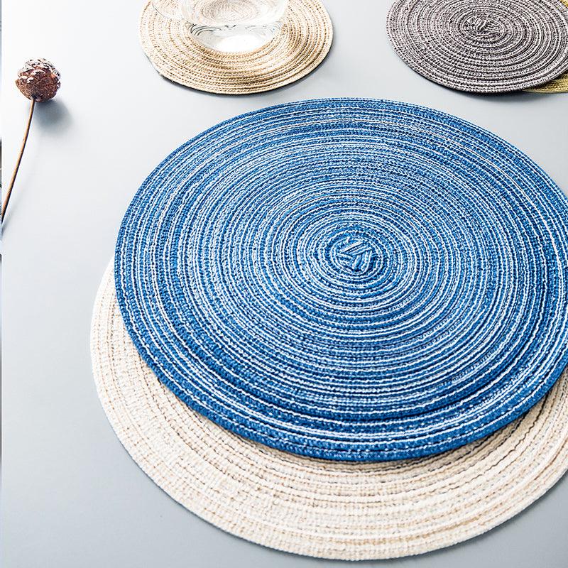 Round Braided Woven Placemats, Set of 4 Pieces
