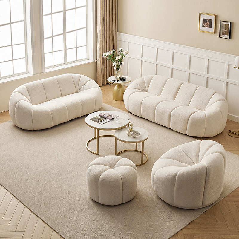 Arsav Pumpkin Armchair, White Boucle