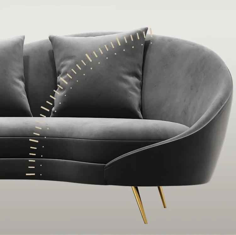 Slender Modern Curved Two Seater, Three Seater Sofa, Velvet