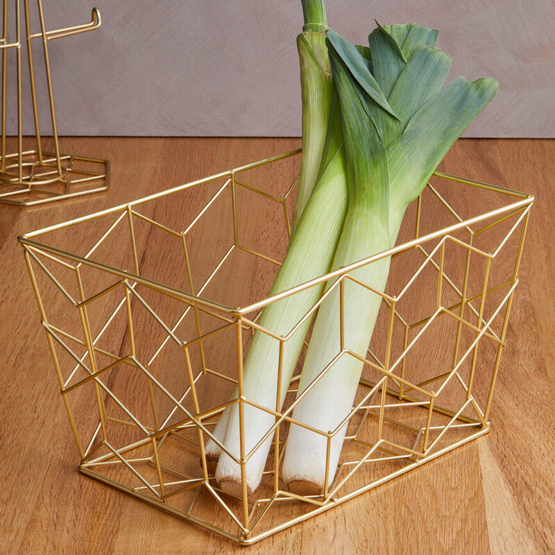 Vertex Contour Matte Gold Storage Basket