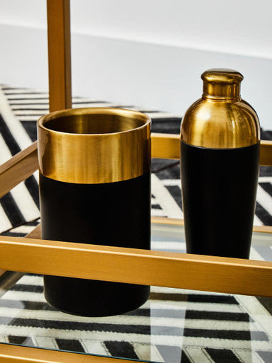 Mixology Gold Finish and Black Wine Cooler