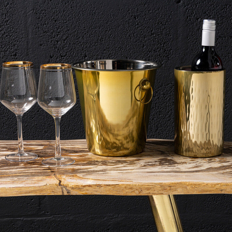 Mixology Hammered Gold Finish Wine Cooler
