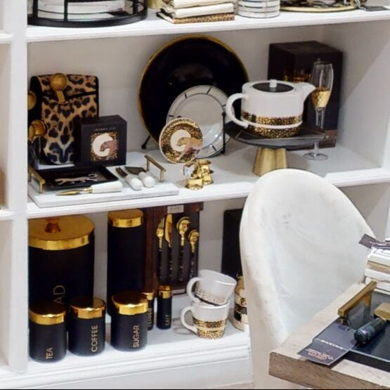 Liberty Black Enamel Pasta Canister With Gold Lid