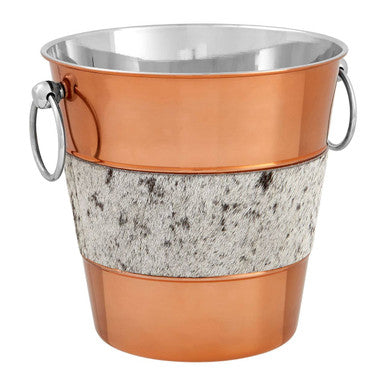 Albany Copper Finish and Hair on Leather Champagne Bucket