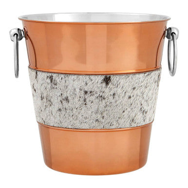 Albany Copper Finish and Hair on Leather Champagne Bucket