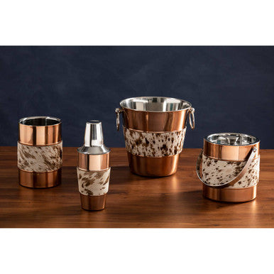 Albany Copper Finish and Hair on Leather Champagne Bucket