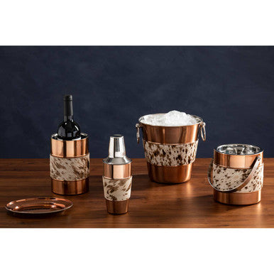 Albany Copper Finish and Hair on Leather Champagne Bucket