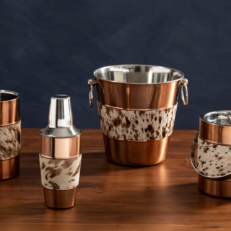 Albany Copper and Cowhide Cocktail Shaker