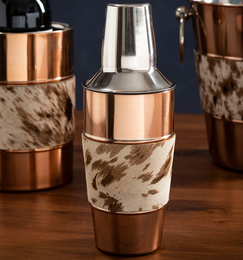Albany Copper and Cowhide Cocktail Shaker