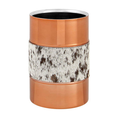 Albany Copper Finish and Hair on Leather Wine Cooler