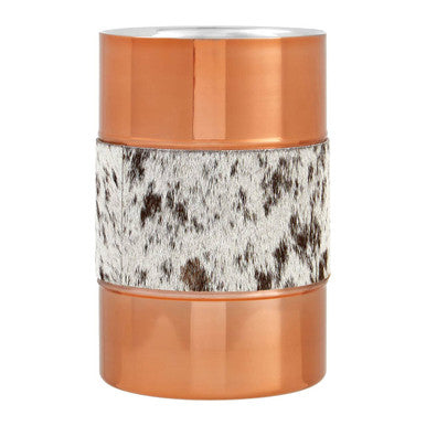 Albany Copper Finish and Hair on Leather Wine Cooler