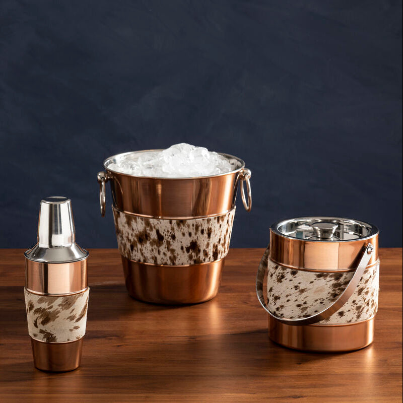 Albany Copper Finish and Hair on Leather Wine Cooler