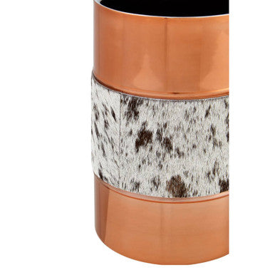 Albany Copper Finish and Hair on Leather Wine Cooler