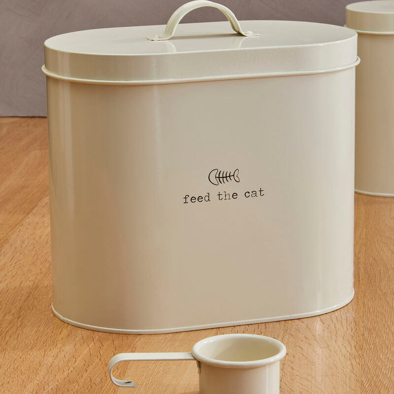 Adore Pets Cream Cat Food Storage Bin with Scoop 6.5 Litre