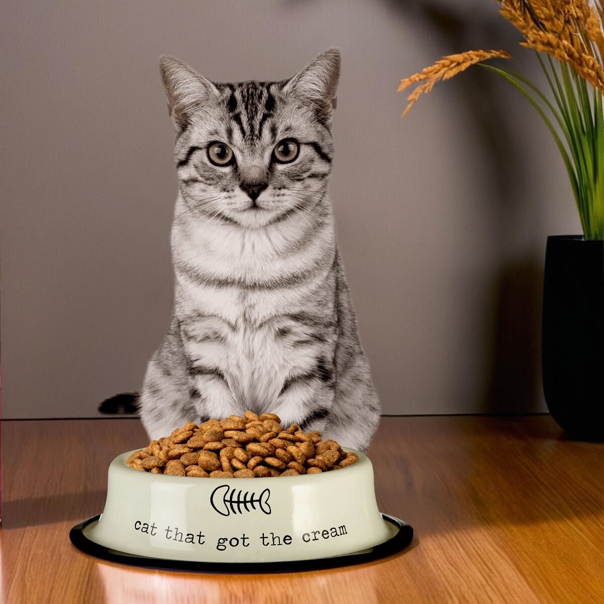 Adore Pets Cream Metal Cat Bowl 0.4 Litre