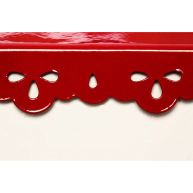 Anglaise Cream and Red Metal Bread Bin with Decorative Detail