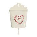 Anglaise Cream and Red Metal Peg Holder with Heart Detail
