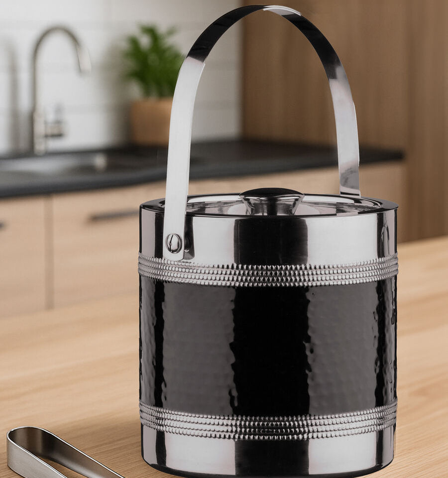 Black Ice Bucket with Tongs | Mixology