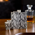 Zebra  Hip Flask And Shot Glasses Set | Auden