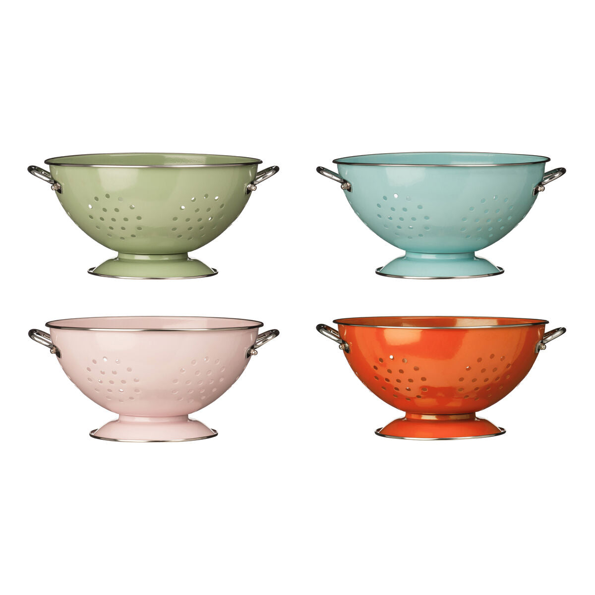 Hollis Pastel Pink Enamel Retro Colander